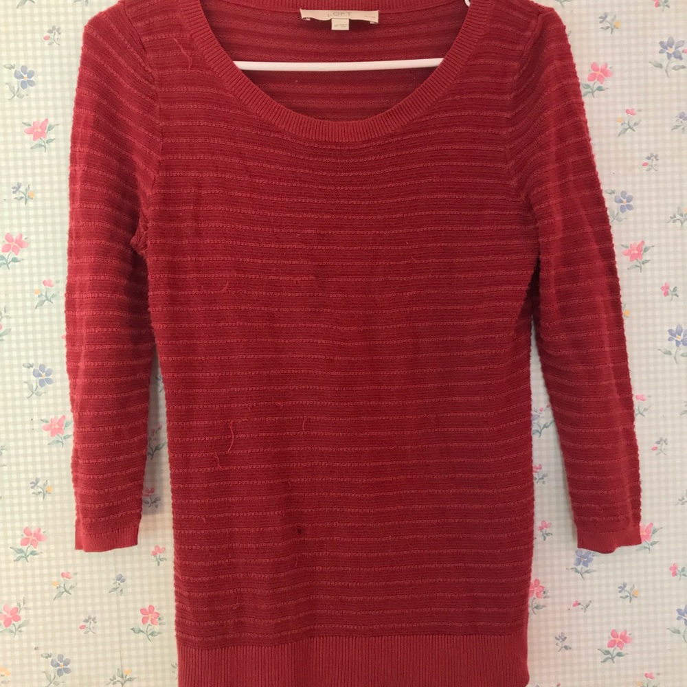 LOFT Burgundy Quarter Sleeve Shirt ❤️